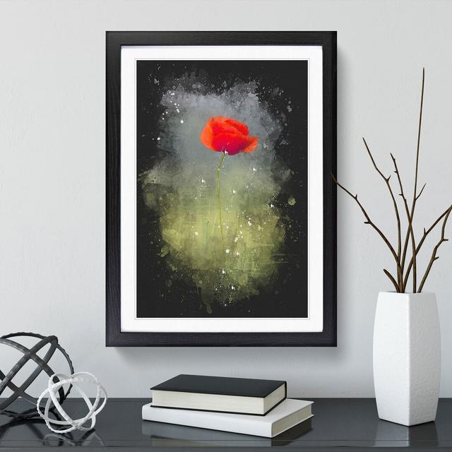 The Lone Poppy Flower Paint Splash - Picture Frame Graphic Art East Urban Home Size: 90cm H x 65cm W x 2cm D, Frame Option: Black Framed on Productcaster.