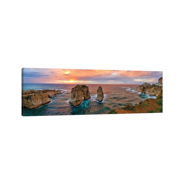 Sunset At The Raouche Coast, Beirut, Lebanon PIM15775 Highland Dunes Size: 30.48cm H x 91.44cm W x 1.91cm D on Productcaster.