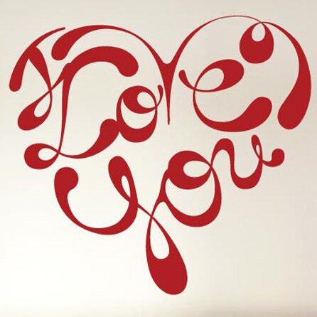 I Love You - In Shape of a Heart Ink Wall Sticker Maturi Colour: Light Blue on Productcaster.