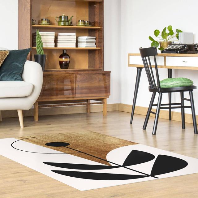 Haseya Black/Gold/Beige Vinyl Flooring East Urban Home Rug Size: Rectangle 100 x 150cm on Productcaster.