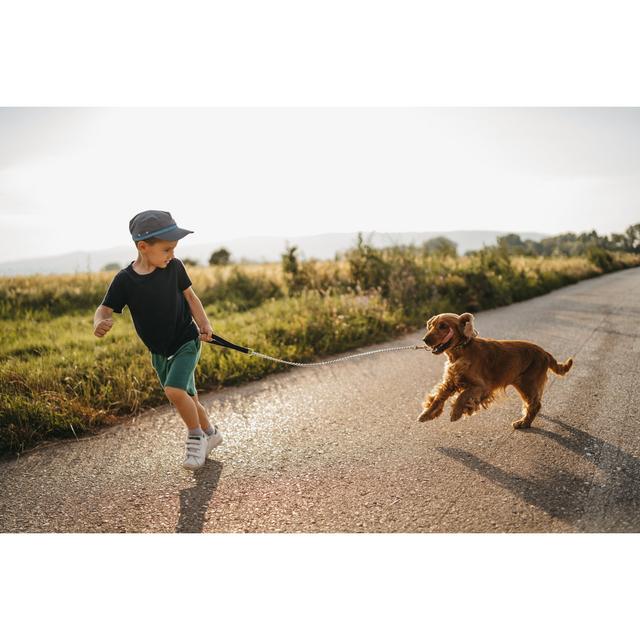 Running Together by Bojanstory - No Frame Print on Canvas 17 Stories Size: 61cm H x 91cm W on Productcaster.