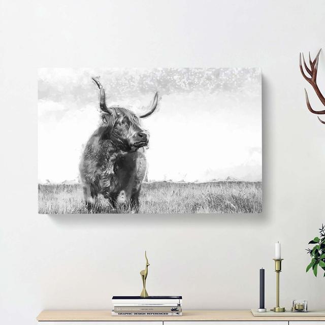 Highland Cow In Abstract - Wrapped Canvas Painting East Urban Home Size: 50cm H x 76cm W x 3cm D on Productcaster.