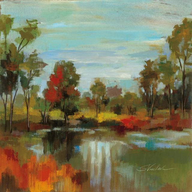 Hidden Pond Hues I by Silvia Vassileva - Wrapped Canvas Painting Marlow Home Co. Size: 30cm H x 30cm W on Productcaster.