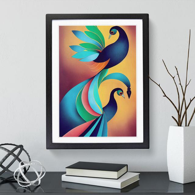 The Classical Peacock Abstract - Picture Frame Graphic Art World Menagerie Frame Colour: Black Framed, Size: 64cm H x 46cm W x 2cm D on Productcaster.