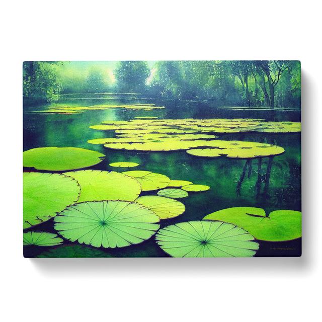 Watercolour Lily Pond Vol.5 - Wrapped Canvas Painting ClassicLiving Size: 35cm H x 50cm W x 3cm D on Productcaster.