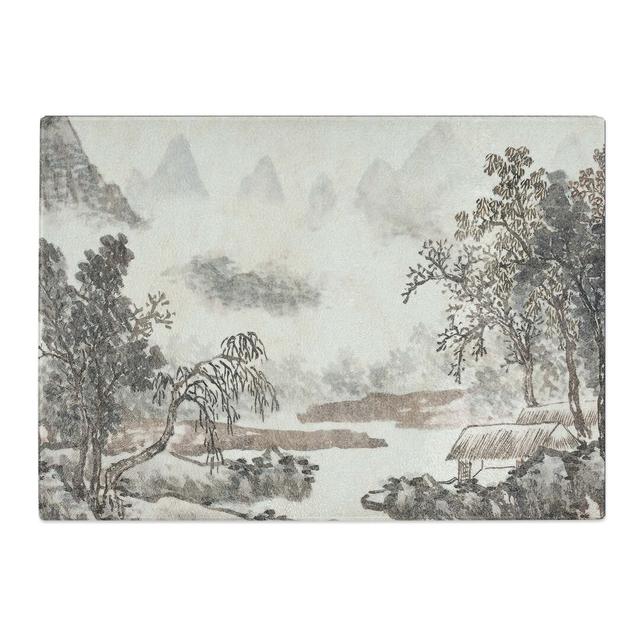 Tempered Glass Clouds over the River by Shen Zhou Chopping Board East Urban Home Size: 28.5cm W x 20cm L on Productcaster.