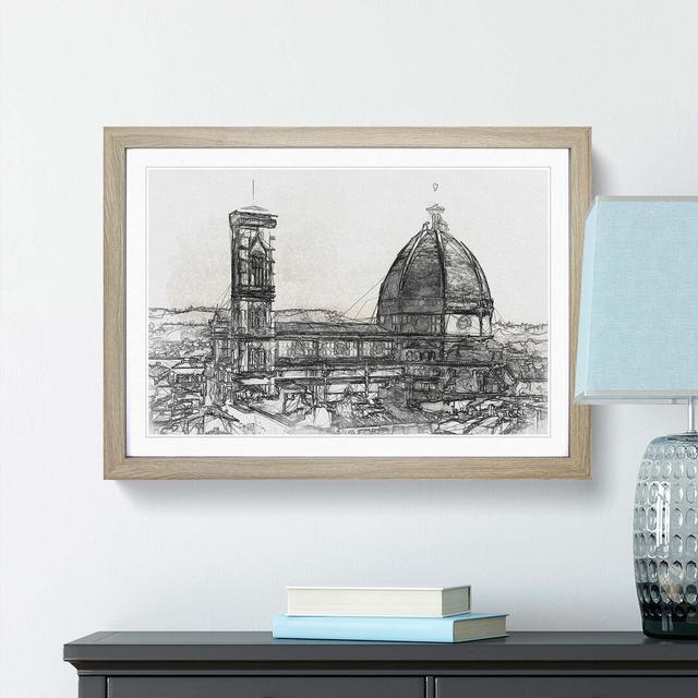 Florence Cathedral in Italy in Abstract - Picture Frame Graphic Art Print East Urban Home Frame Option: Oak, Size: 50cm H x 76cm W x 2cm D on Productcaster.