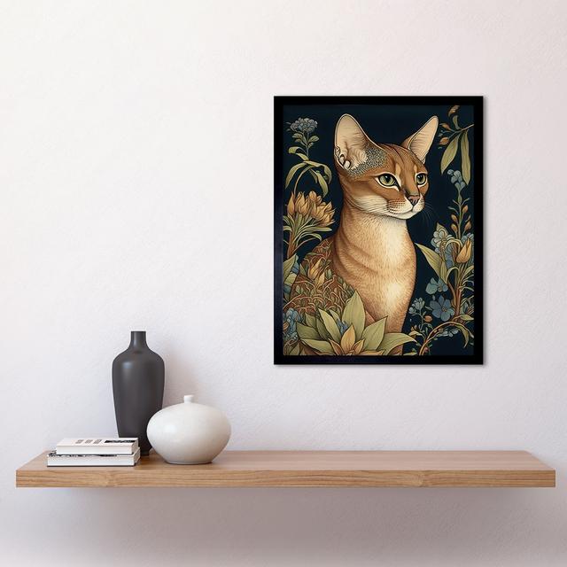 Abyssinian Cat With Flowers Nouveau Modern Watercolour - Single Picture Frame Print Marlow Home Co. on Productcaster.