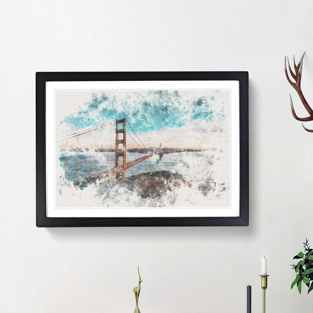 The Golden Gate Bridge in San Francisco Bay Watercolour - Picture Frame Graphic Art Print East Urban Home Frame Option: Black Framed, Size: 45cm H x 6 on Productcaster.