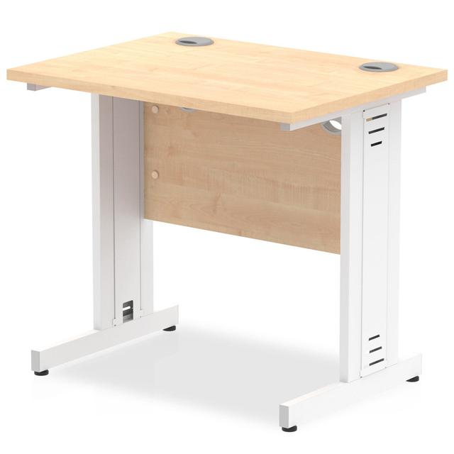 Impulse Metal Base Computer Desk Inbox Zero Top Colour: Maple, Frame Colour: White, Size: 73cm H x 80cm W x 60cm D on Productcaster.