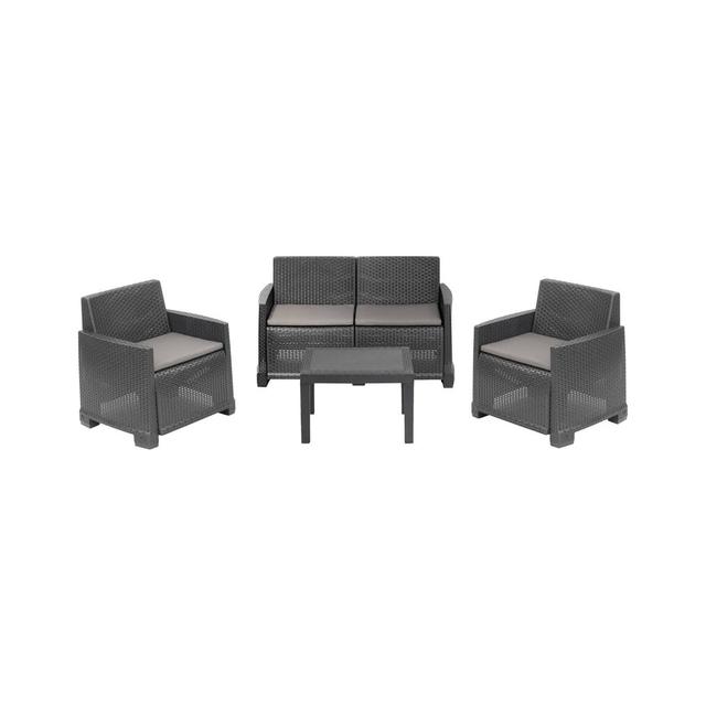 2-Sitzer Lounge-Set Alvada aus Polyrattan mit Polster ModernMoments Farbe: schwarz on Productcaster.