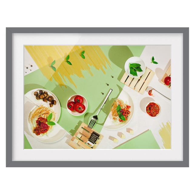 Geometry in the Kitchen - Picture Frame Graphic Art August Grove Frame Option: Grey Framed, Size: 40cm H x 55cm W x 2cm D on Productcaster.