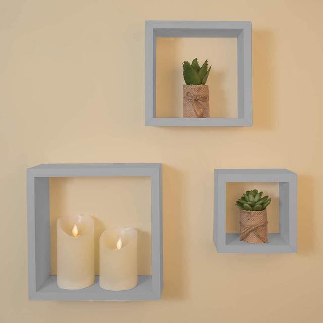 Jakeara 3 Piece Square Floating Shelf Ebern Designs Finish: Gray on Productcaster.