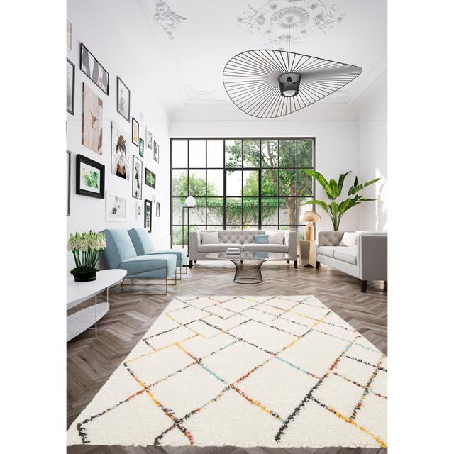 Thalia Geometric Machine Woven Cream Area Rug Mercury Row Rug Size: Rectangle 120 x 170cm on Productcaster.