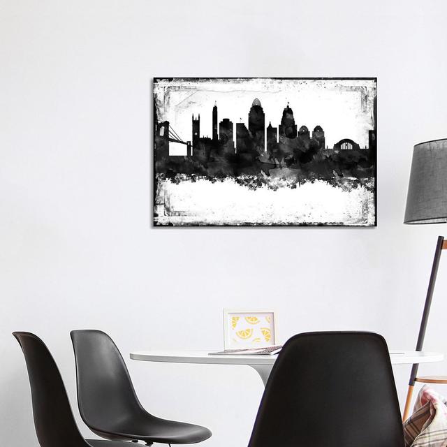 Cincinnati Black & White Film by WallDecorAddict - Wrapped Canvas Print Brayden Studio Size: 66.04cm H x 101.6cm W x 3.81cm D on Productcaster.