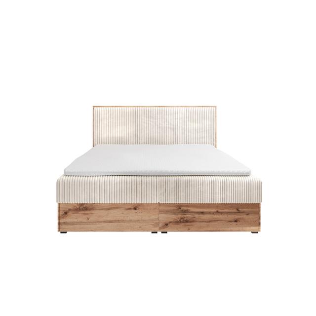 Boxspringbett Verdia aus Cord, mit Topper und Bettkasten Fairmont Park Matratzenhärte: H2 - ca. 60 bis 80 kg, Farbe: Beige, Größe: 160 x 200 cm on Productcaster.