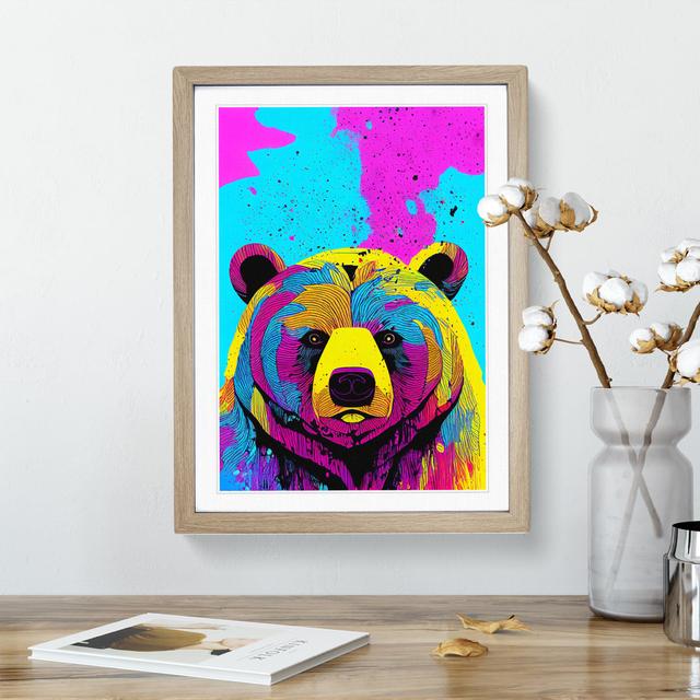 Colourful Bear No.3 - Picture Frame Graphic Art 17 Stories Size: 34cm H x 25cm W x 2cm D, Frame Colour: Oak Framed on Productcaster.