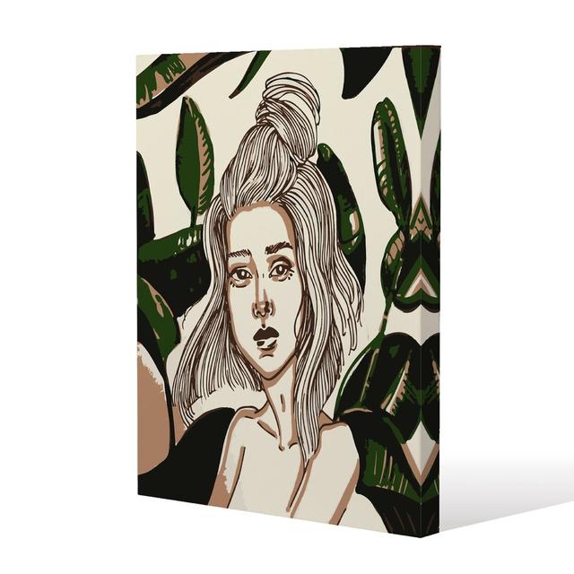 Young Woman In Tropical Leaves Canvas Print Andrew Lee on Productcaster.