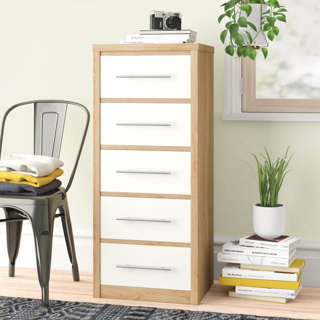 Louisa 5 Drawer Chest Zipcode Design Colour: White on Productcaster.