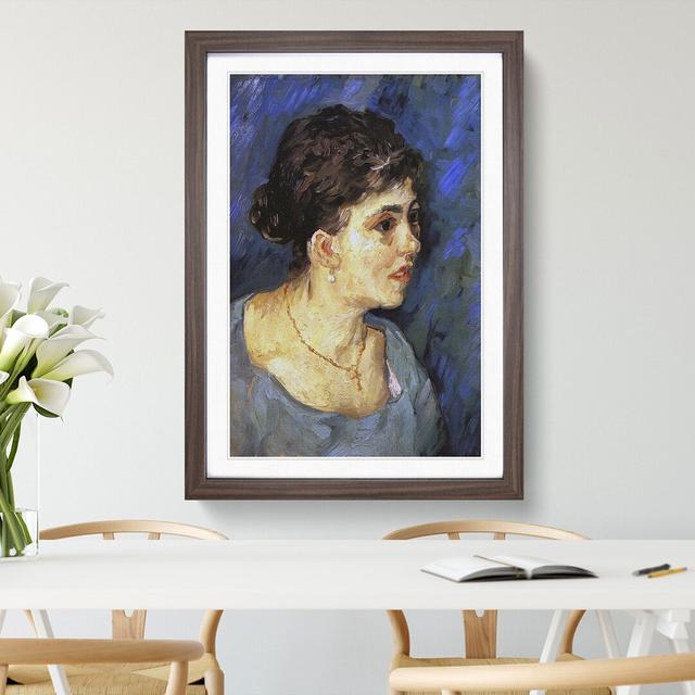 Woman in Blue by Vincent Van Gogh - Picture Frame Painting East Urban Home Size: 36cm H x 27cm W x 2cm D, Frame Option: Walnut Framed on Productcaster.