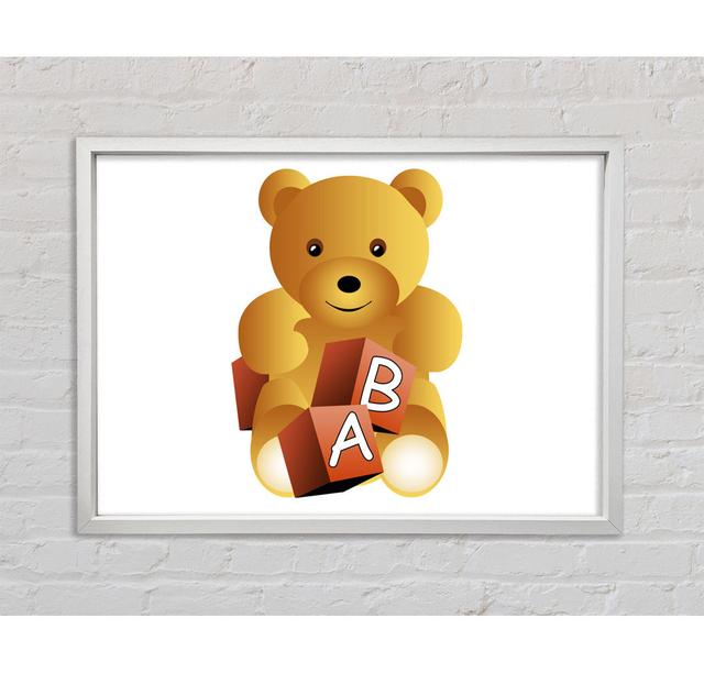 Teddy Bear Alphabet Blocks Baby Framed Print Bright Star Size: 84.1cm H x 118.9cm W x 3.3cm D, Colour: White on Productcaster.