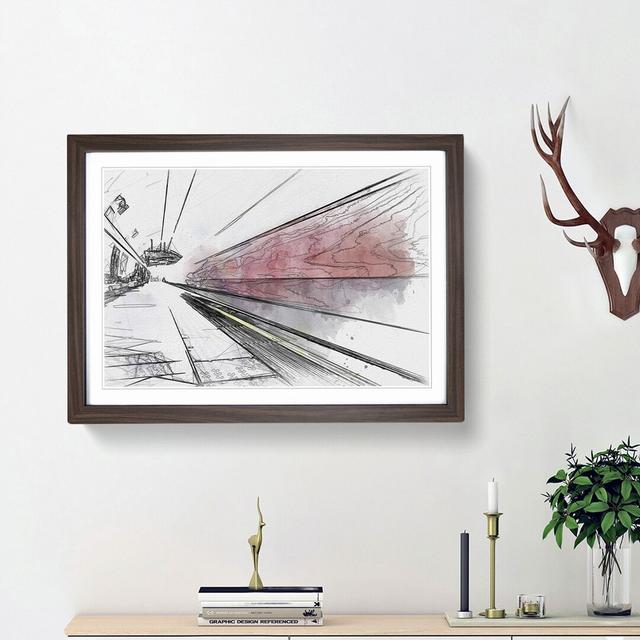 The Blur of the London Underground in Abstract - Picture Frame Drawing Print East Urban Home Size: 62cm H x 87cm W x 2cm D, Frame Option: Walnut Frame on Productcaster.