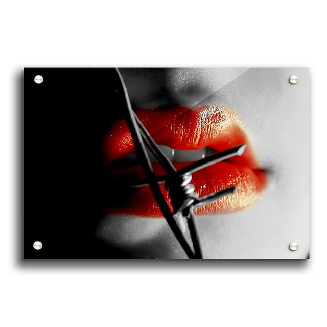 Barbed Wire Lips - Unframed Photograph Print on Paper East Urban Home Size: 29.7cm H x 42cm W on Productcaster.