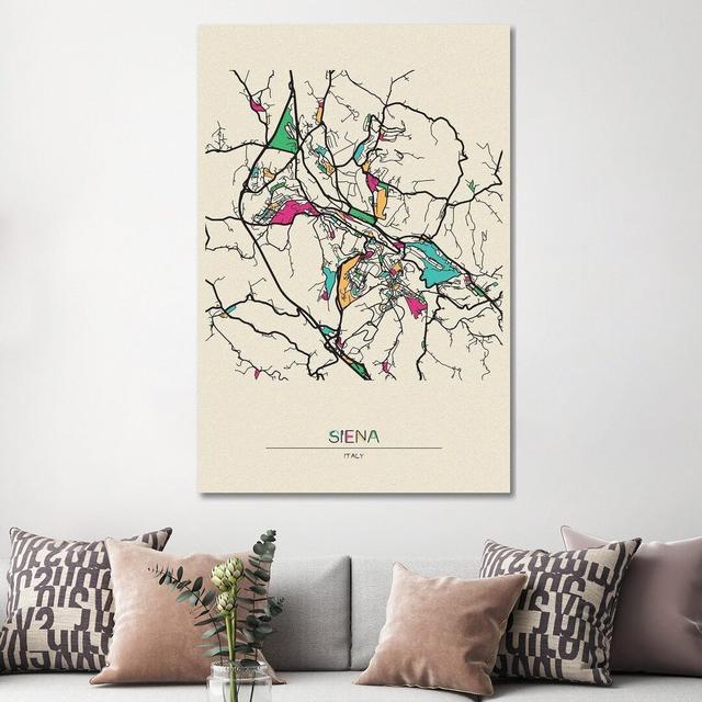 Siena, Italy Map by Ayse Deniz Akerman - Wrapped Canvas Painting Williston Forge Size: 152.4cm H x 101.6cm W x 3.81cm D on Productcaster.