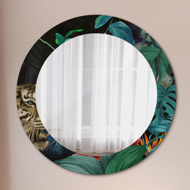 Huldar Round Glass Framed Wall Mounted Accent Mirror in Black/Green/Brown East Urban Home on Productcaster.