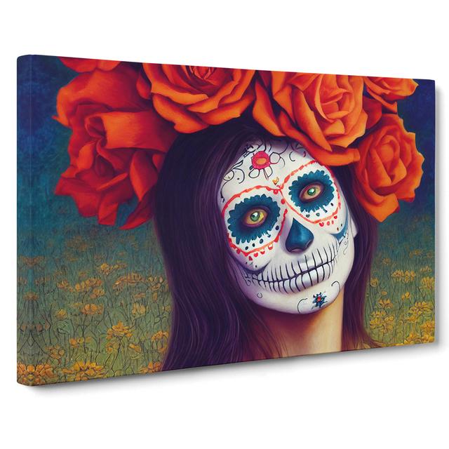 Sugar Skull Woman Vol.2 - Wrapped Canvas Graphic Art The Seasonal Aisle Size: 50cm H x 76cm W x 3cm D on Productcaster.