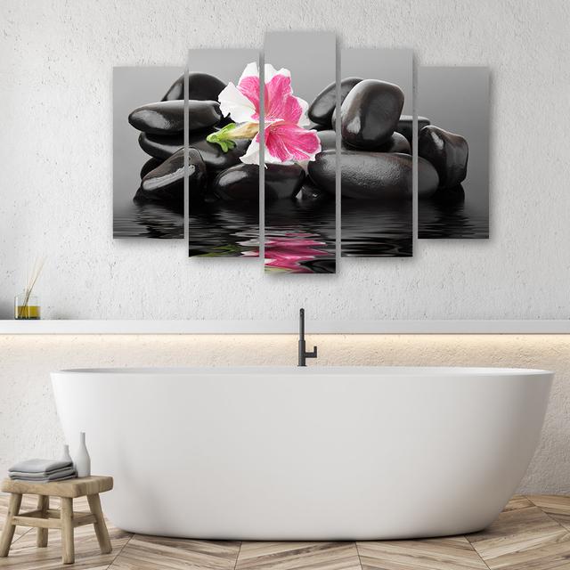 Canvas Print Stones Flower Zen Spa Bay Isle Home Size: 70cm H x 100cm W on Productcaster.