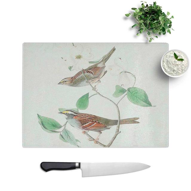 Tempered Glass White-Throated Sparrow by John James Audubon Chopping Board East Urban Home Size: 39 cm W x 28.5 cm L on Productcaster.