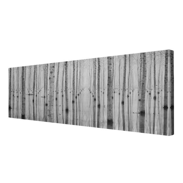 Birch in November - Wrapped Canvas Graphic Art Print East Urban Home Size: 30cm L x 90cm W on Productcaster.