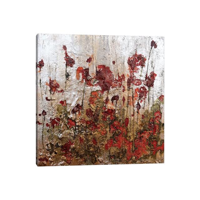 Silver Gold and Poppies by Donatella Marraoni - Wrapped Canvas Art Prints ClassicLiving Size: 30.48cm H x 30.48cm W x 1.91cm D on Productcaster.