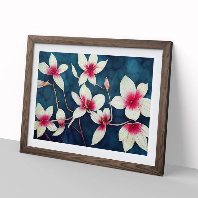 Ethereal Watercolour Flowers - Picture Frame Painting Marlow Home Co. Size: 34cm H x 46cm W x 2cm D, Frame Colour: Walnut on Productcaster.