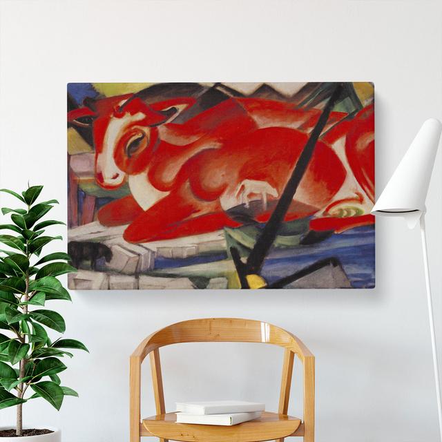 The World Cow by Franz Marc - Wrapped Canvas Painting East Urban Home Size: 50cm H x 76cm W x 3cm D on Productcaster.