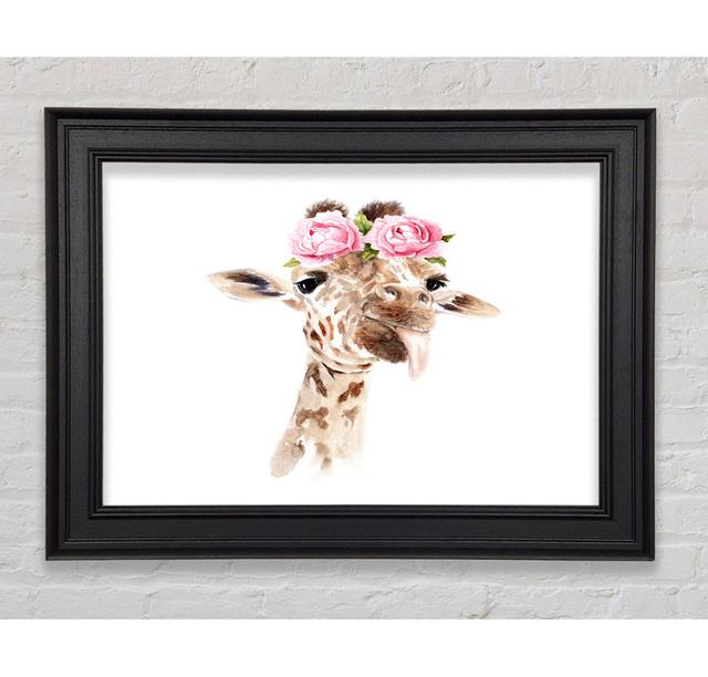 Roses on a Giraffe's Head - Single Picture Frame Art Prints Happy Larry Size: 100cm H x 141.4cm W x 8cm D on Productcaster.