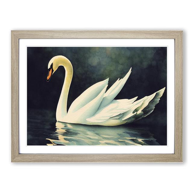 Swan Watercolour Vol.4 - Picture Frame Graphic Art Rosdorf Park Size: 34cm H x 46cm W x 2cm D, Frame Colour: Oak on Productcaster.