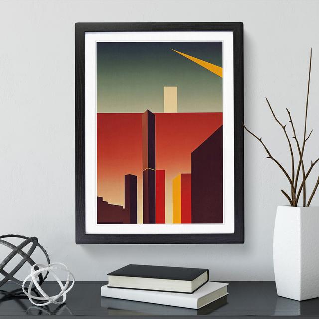 City Skyline Retro Art No.4 - Graphic Art 17 Stories Matte Colour: White, Format: Black Framed, Size: 36cm H x 27cm W x 2cm D on Productcaster.