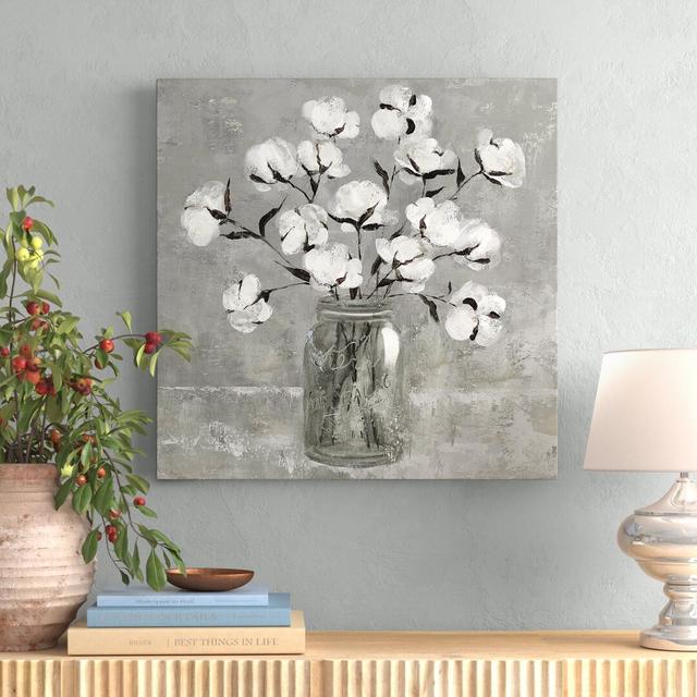 Cotton Bouquet - Painting on Canvas ClassicLiving Size: 45.72cm H x 45.72cm W x 1.91cm D, Frame Option: No Frame on Productcaster.