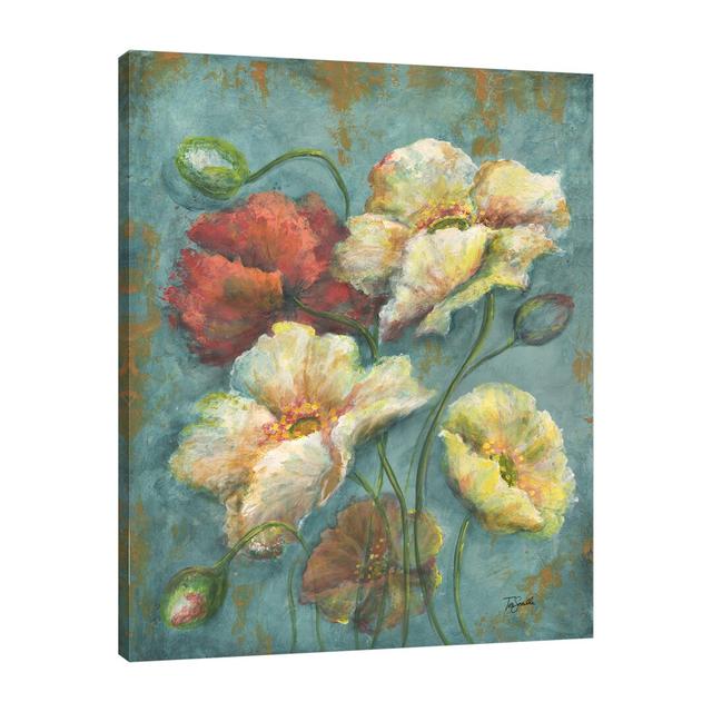 'Turquoise Poppies' by Tre Sorelle Studios Watercolour Painting Print on Wrapped Canvas East Urban Home Size: 50.8cm H x 40.64cm W on Productcaster.