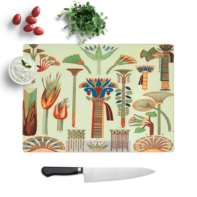 Glass Egyptian Flowers by Owen Jones Chopping Board East Urban Home Size: 28.5 cm W x 20 cm L on Productcaster.