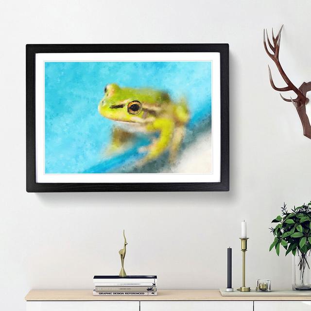 Green Frog - Picture Frame Graphic Art Print East Urban Home Size: 45cm H x 63cm W x 2cm D, Frame Option: Black Framed on Productcaster.