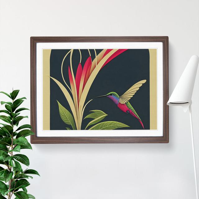 Hummingbird Style Abstract - Picture Frame Graphic Art ClassicLiving Size: 46cm H x 64cm W x 2cm D, Frame Colour: Walnut on Productcaster.