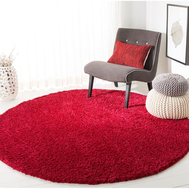 Stansted Shaggy Red Rug Ebern Designs Rug Size: Round 91cm on Productcaster.