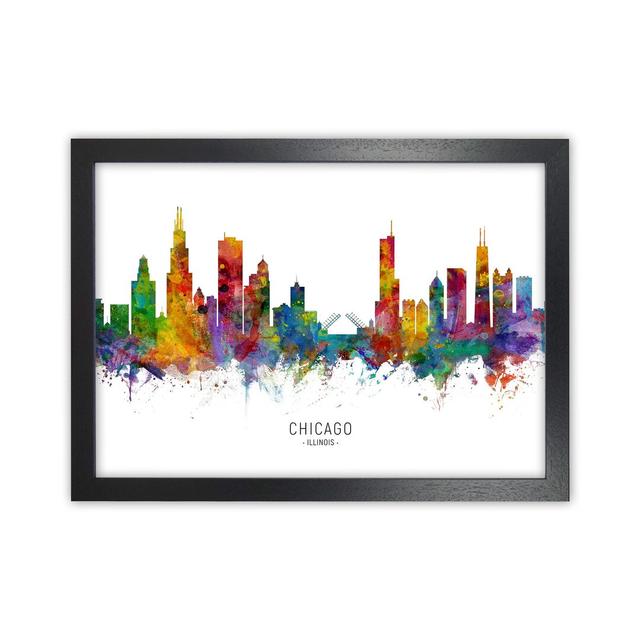 Chicago Illinois Skyline by Michael Tompsett - Graphic Art Ebern Designs Format: Black Framed, Size: 34cm H x 46cm W x 3cm D on Productcaster.