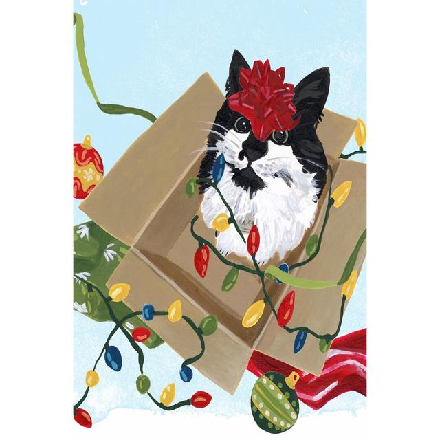 Meowy Hissmas II by June Erica Vess - Wrapped Canvas Painting The Seasonal Aisle Size: 46cm H x 30cm W x 3.8cm D on Productcaster.