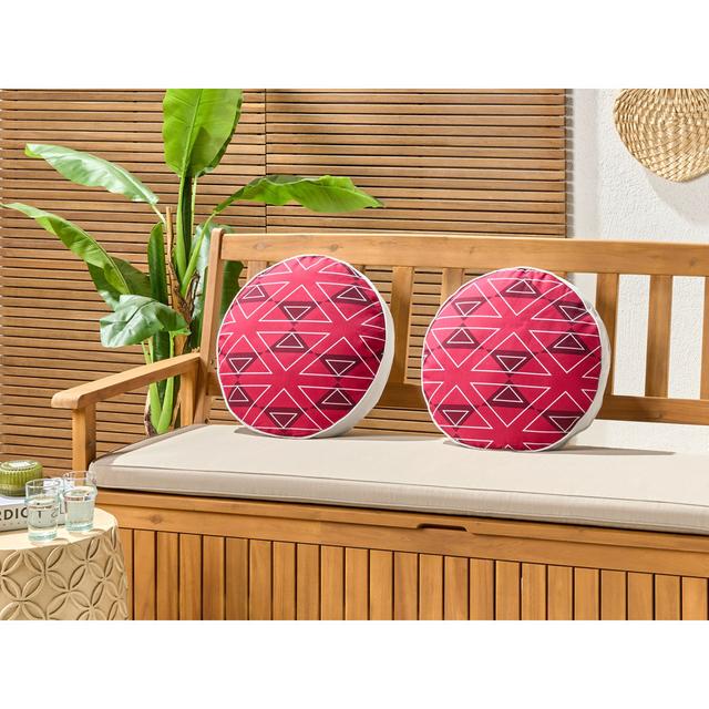 Zakaryan Mezzano Indoor / Outdoor Geometric Pink Circular Scatter Cushion With Filling (Set of 2) ScanMod Design on Productcaster.