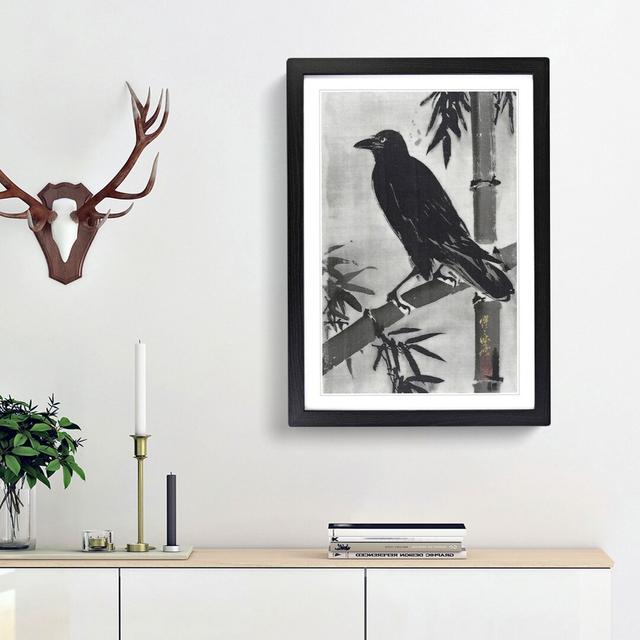 Crow on a Bamboo Branch by Kawanabe Kyosai - Picture Frame Painting Print East Urban Home Frame Option: Black Framed, Size: 65cm H x 48cm W x 2cm D on Productcaster.