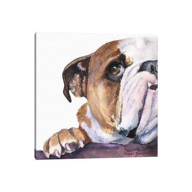 Peek A Boo English Bulldog Puppy by George Dyachenko - Painting on Canvas 17 Stories Format: Wrapped Canvas, Size: 45.72cm H x 45.72cm W x 3.81cm D on Productcaster.